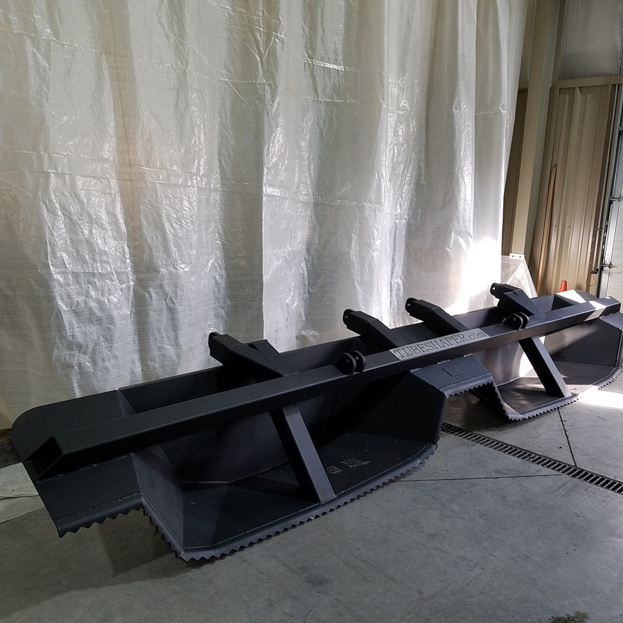 Front view of a snow tubing lane-shaping implement built by Bryan Tool