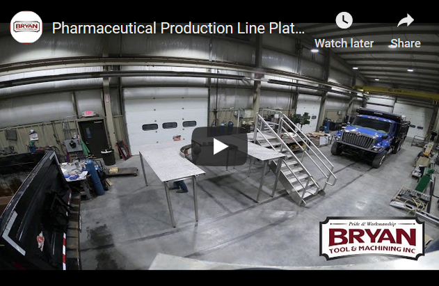 Stainless steel production platform being assembled for a pharmaceutical line