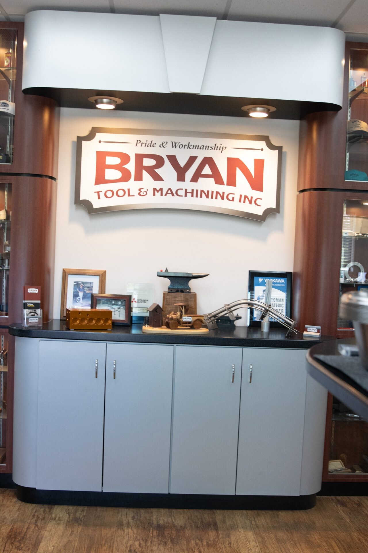 The Bryan Tool lobby sign reading Pride and Workmanship